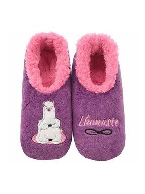 snoozies! "Llamaste" Drama Llama Purple Sherpa Slippers Socks Size 7/8